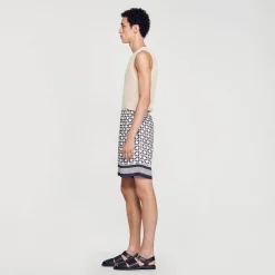 Sandro Paris Calças E Bermudas-Bermuda Com Estampa Square Cross