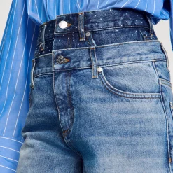 Sandro Paris Saias E Shorts-Bermuda Jeans Com Cintura Dupla