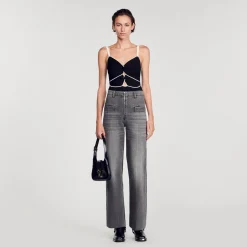 Sandro Paris Tops E Camisas-Body De Malha Bicolor