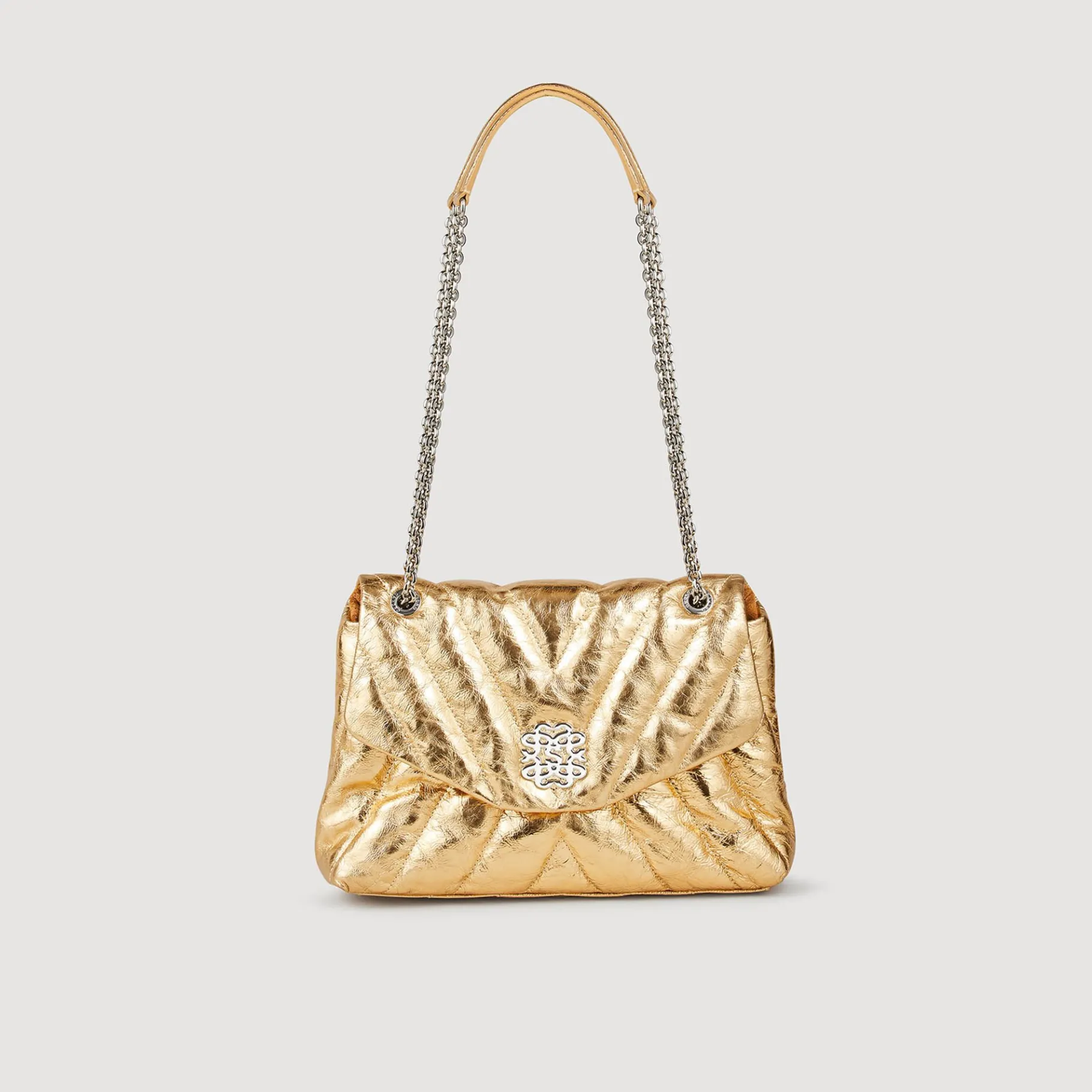 Sandro Paris Bolsas De Ombro-Bolsa Acolchoada De Couro Metalico
