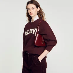 Sandro Paris Bolsas De Ombro-Bolsa Baguete De Couro Certificada