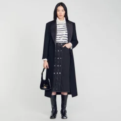 Sandro Paris Bolsas De Ombro-Bolsa Baguete De Couro Certificada