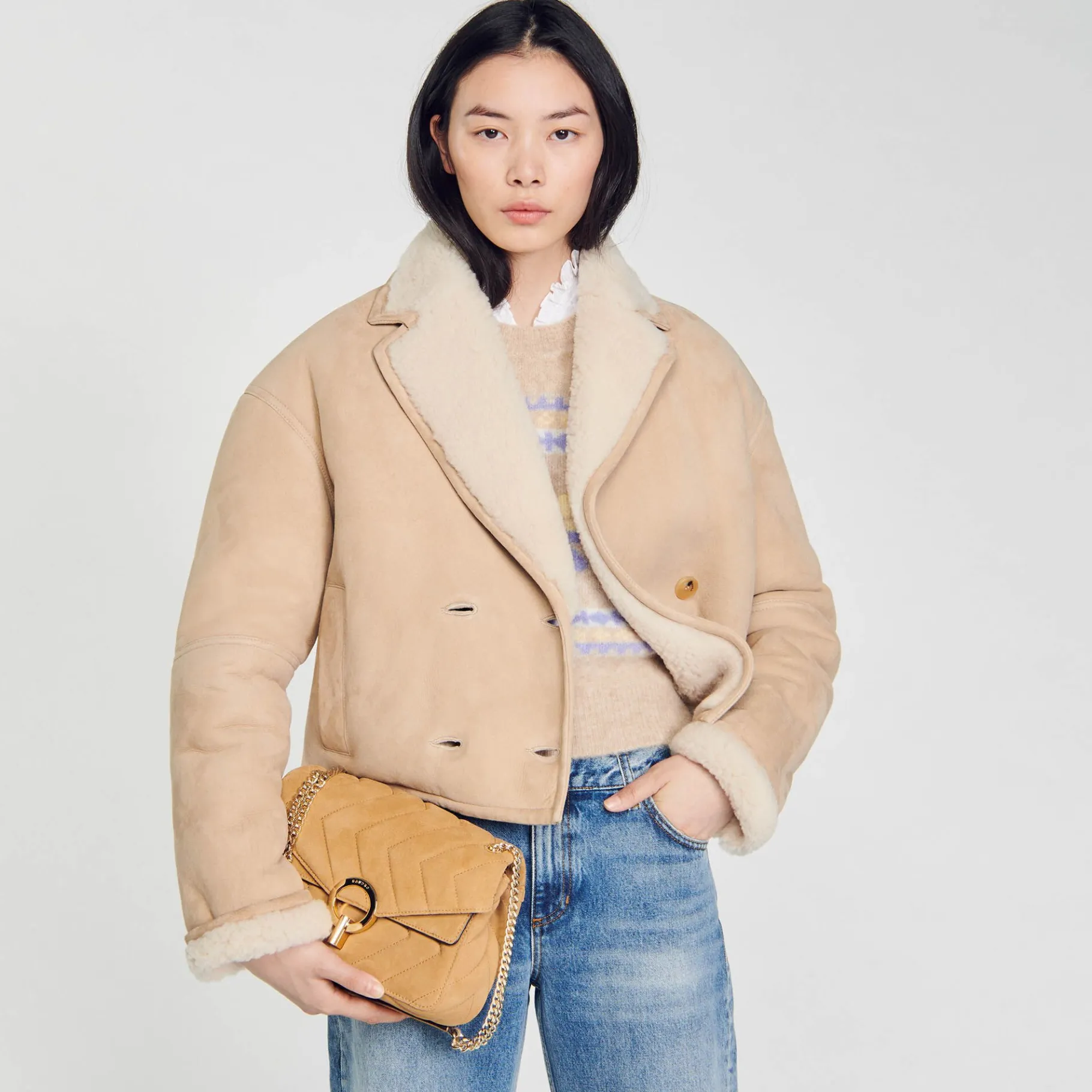 Sandro Paris Bolsas De Ombro-Bolsa De Camurca Yza