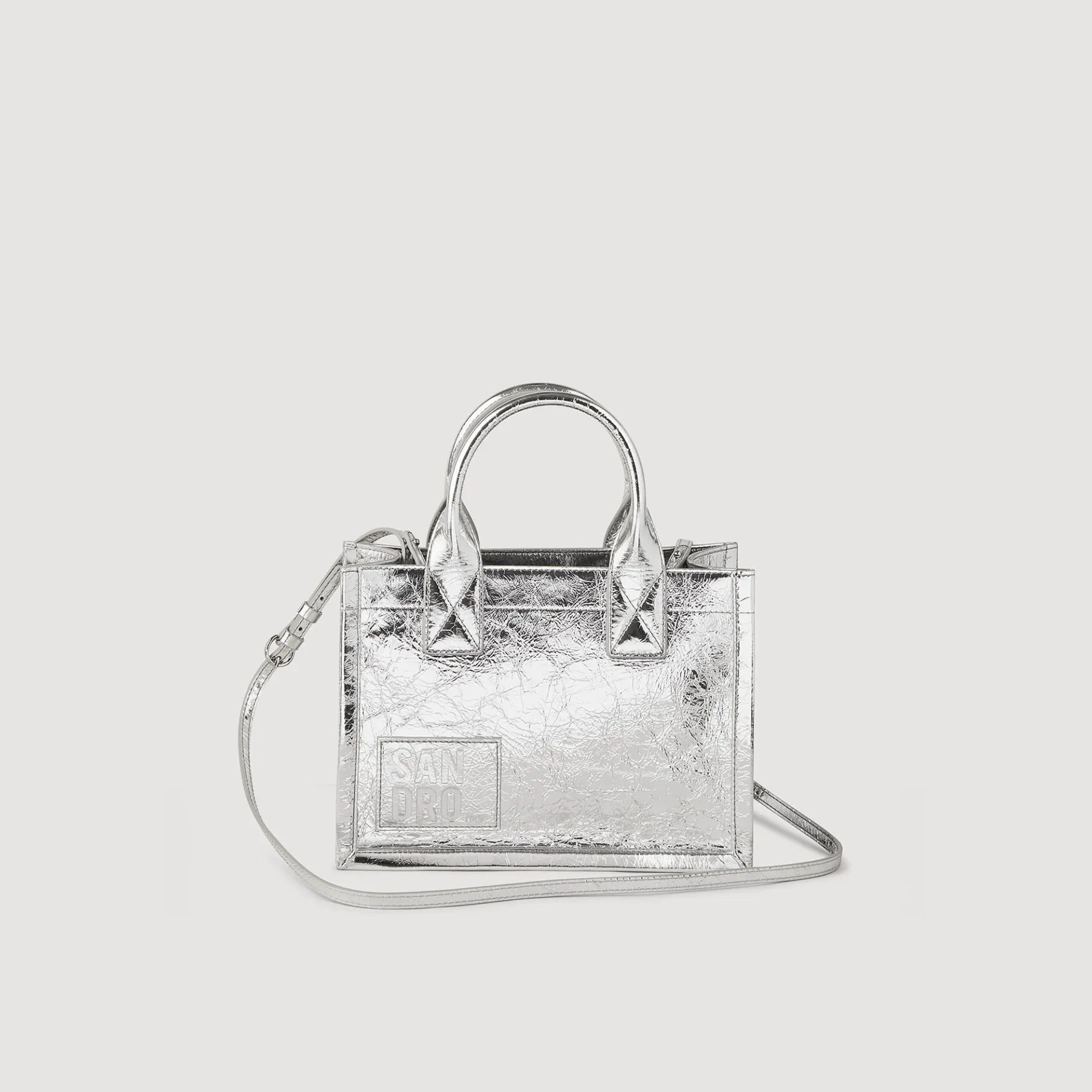 Sandro Paris Sacolas-Bolsa Kasbah Pequena De Couro Metalico