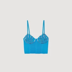 Sandro Paris Suéteres E Cardigans-Bustier Com Conchas De Strass