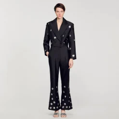 Sandro Paris Conjuntos-Calça De Cetim Com Lantejoulas