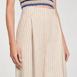 Sandro Paris Se Adequa-Calça Listrada Fluida E Larga