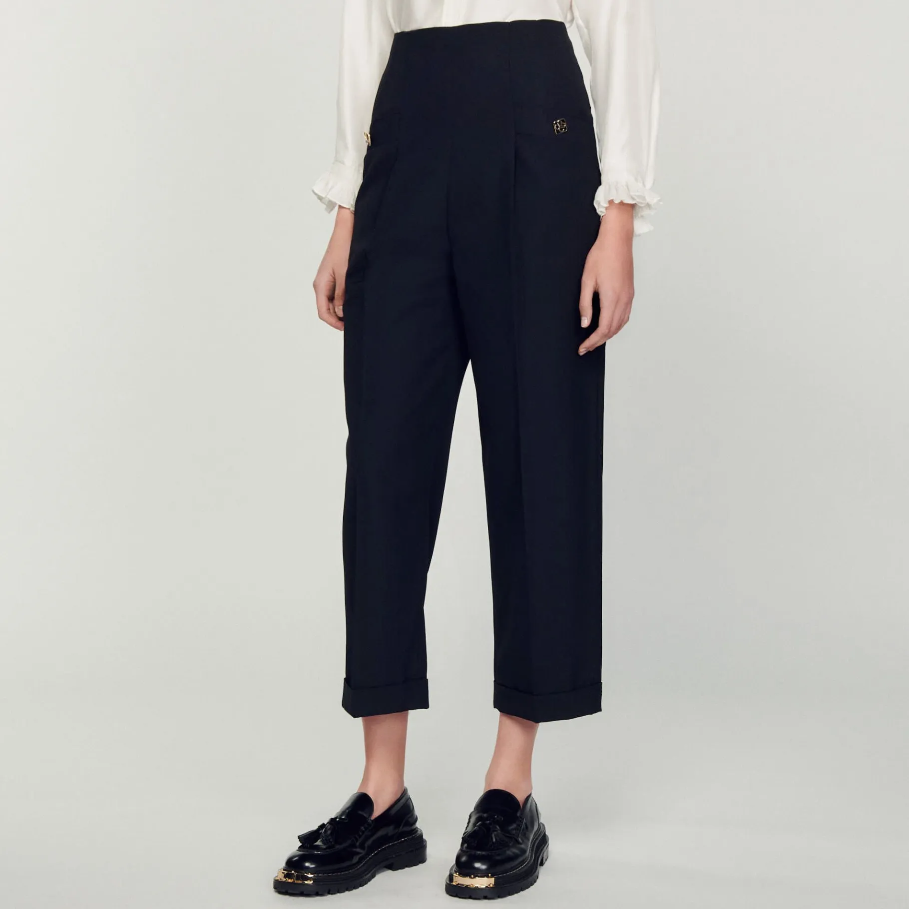 Sandro Paris Se Adequa-Calças De Cintura Alta