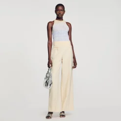 Sandro Paris Se Adequa-Calças Largas Com Pregas