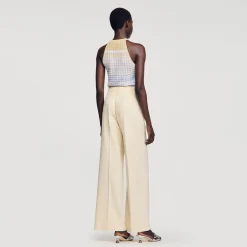 Sandro Paris Se Adequa-Calças Largas Com Pregas