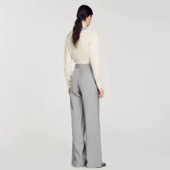 Sandro Paris Se Adequa-Calças Largas De Cintura Alta