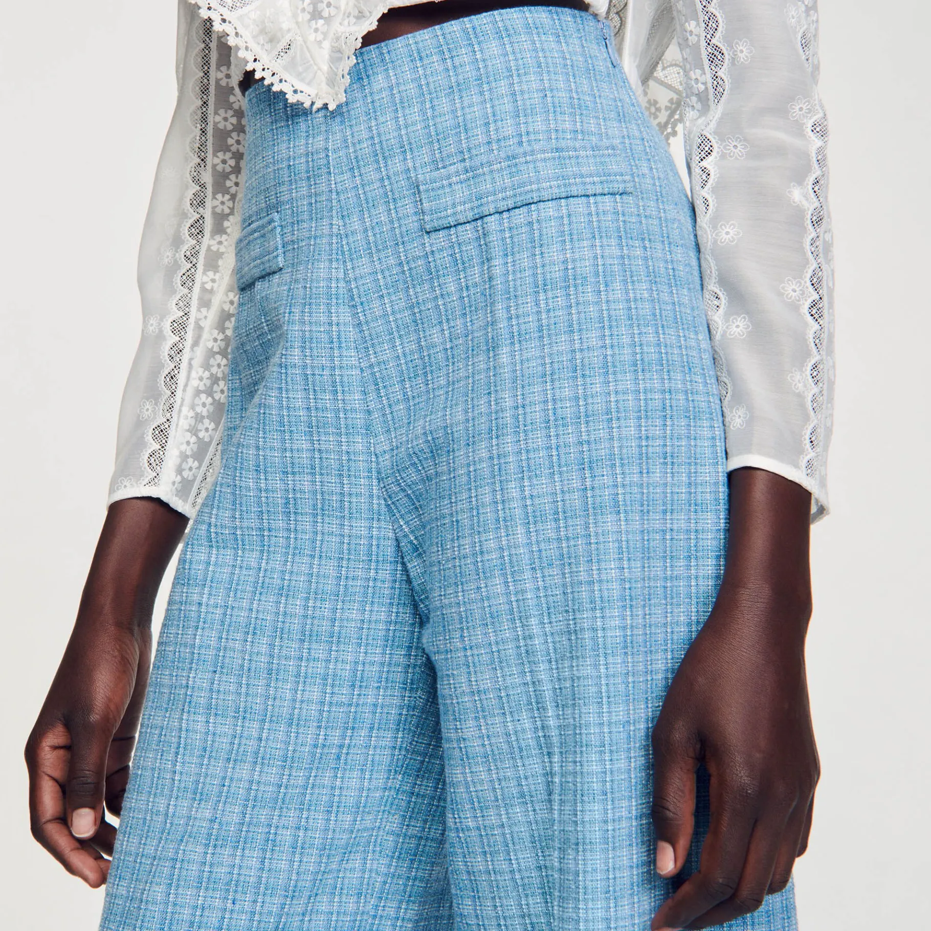 Sandro Paris Se Adequa-Calças Largas De Tweed