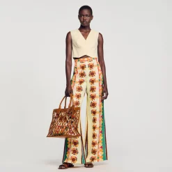 Sandro Paris Calça-Calças Largas Estampadas