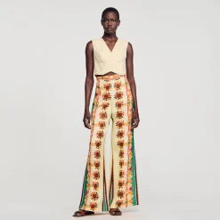 Sandro Paris Calça-Calças Largas Estampadas