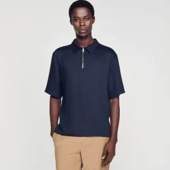 Sandro Paris Camisas-Camisa Com Ziper No Pescoco