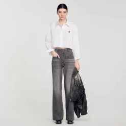 Sandro Paris Tops E Camisas-Camisa Curta De Popelina