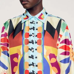 Sandro Paris Tops E Camisas-Camisa De Seda Estampada