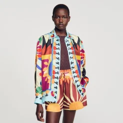 Sandro Paris Tops E Camisas-Camisa De Seda Estampada