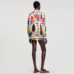 Sandro Paris Tops E Camisas-Camisa De Seda Estampada