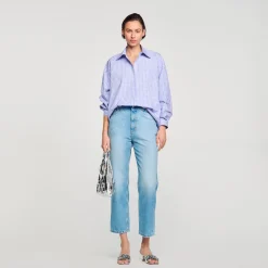 Sandro Paris Tops E Camisas-Camisa Decorada Com Coracoes De Strass