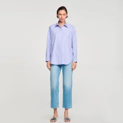 Sandro Paris Tops E Camisas-Camisa Decorada Com Coracoes De Strass