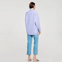 Sandro Paris Tops E Camisas-Camisa Decorada Com Coracoes De Strass