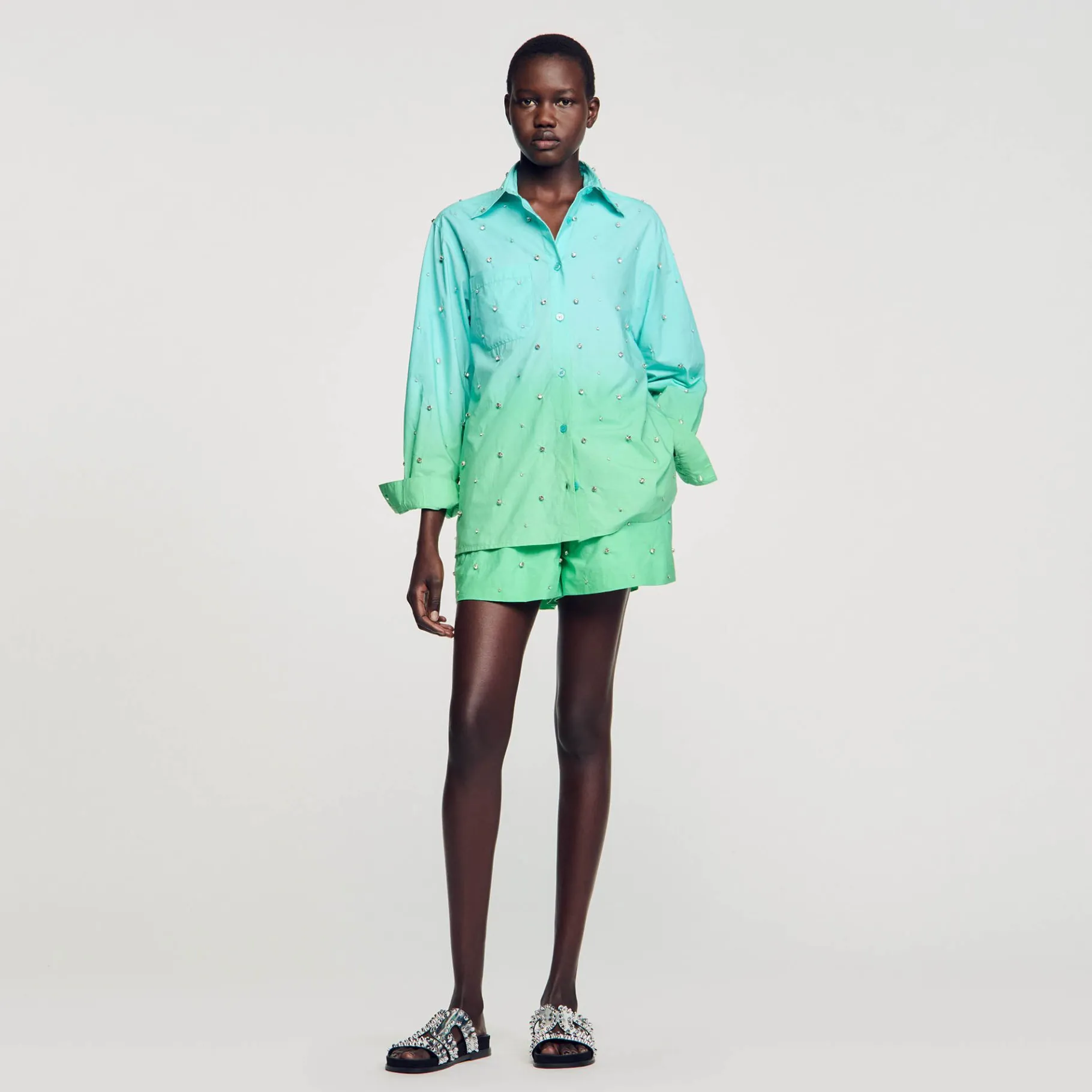 Sandro Paris Conjuntos-Camisa Dip Dye Com Strass