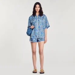 Sandro Paris Conjuntos-Camisa Larga De Seda Com Flores
