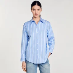 Sandro Paris Tops E Camisas-Camisa Listrada Com Renda Nas Costas