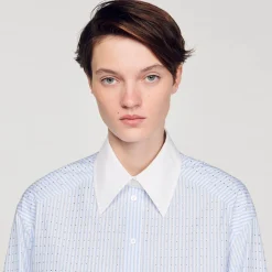 Sandro Paris Tops E Camisas-Camisa Listrada Com Strass