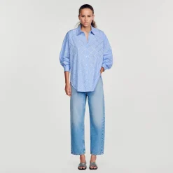 Sandro Paris Tops E Camisas-Camisa Oversized Com Strass