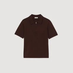 Sandro Paris Camisetas E Pólos-Camisa Polo De Malha Com Gola Com Ziper