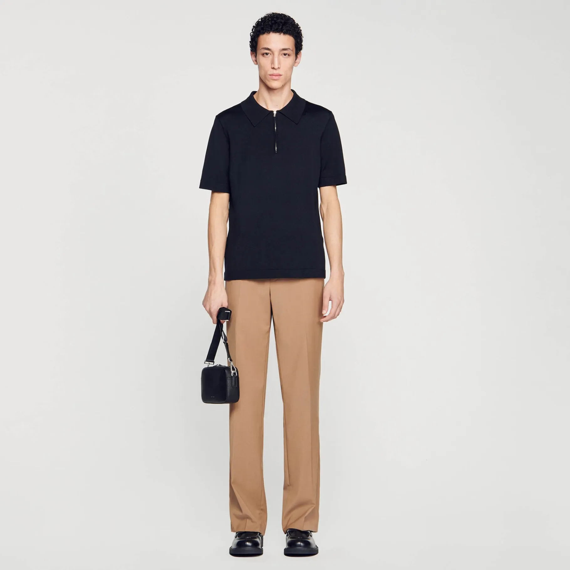 Sandro Paris Camisetas E Pólos-Camisa Polo De Malha Com Gola Com Ziper