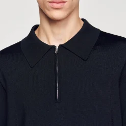 Sandro Paris Camisetas E Pólos-Camisa Polo De Malha Com Gola Com Ziper