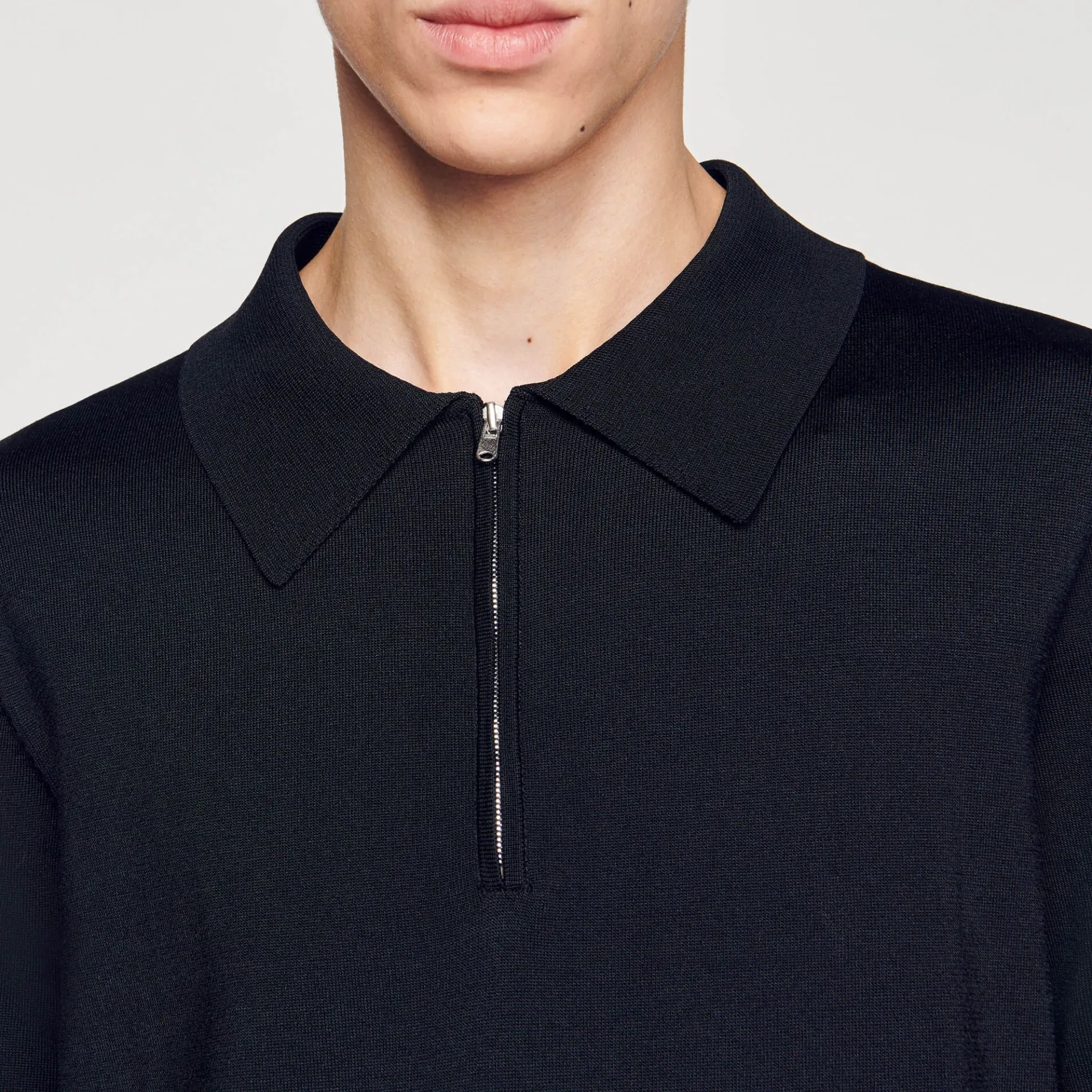 Sandro Paris Camisetas E Pólos-Camisa Polo De Malha Com Gola Com Ziper