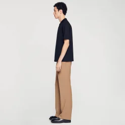 Sandro Paris Camisetas E Pólos-Camisa Polo De Malha Com Gola Com Ziper