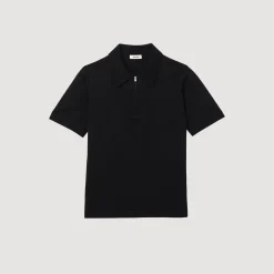 Sandro Paris Camisetas E Pólos-Camisa Polo De Malha Com Gola Com Ziper