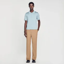 Sandro Paris Camisetas E Pólos-Camisa Polo De Malha Com Gola Com Ziper