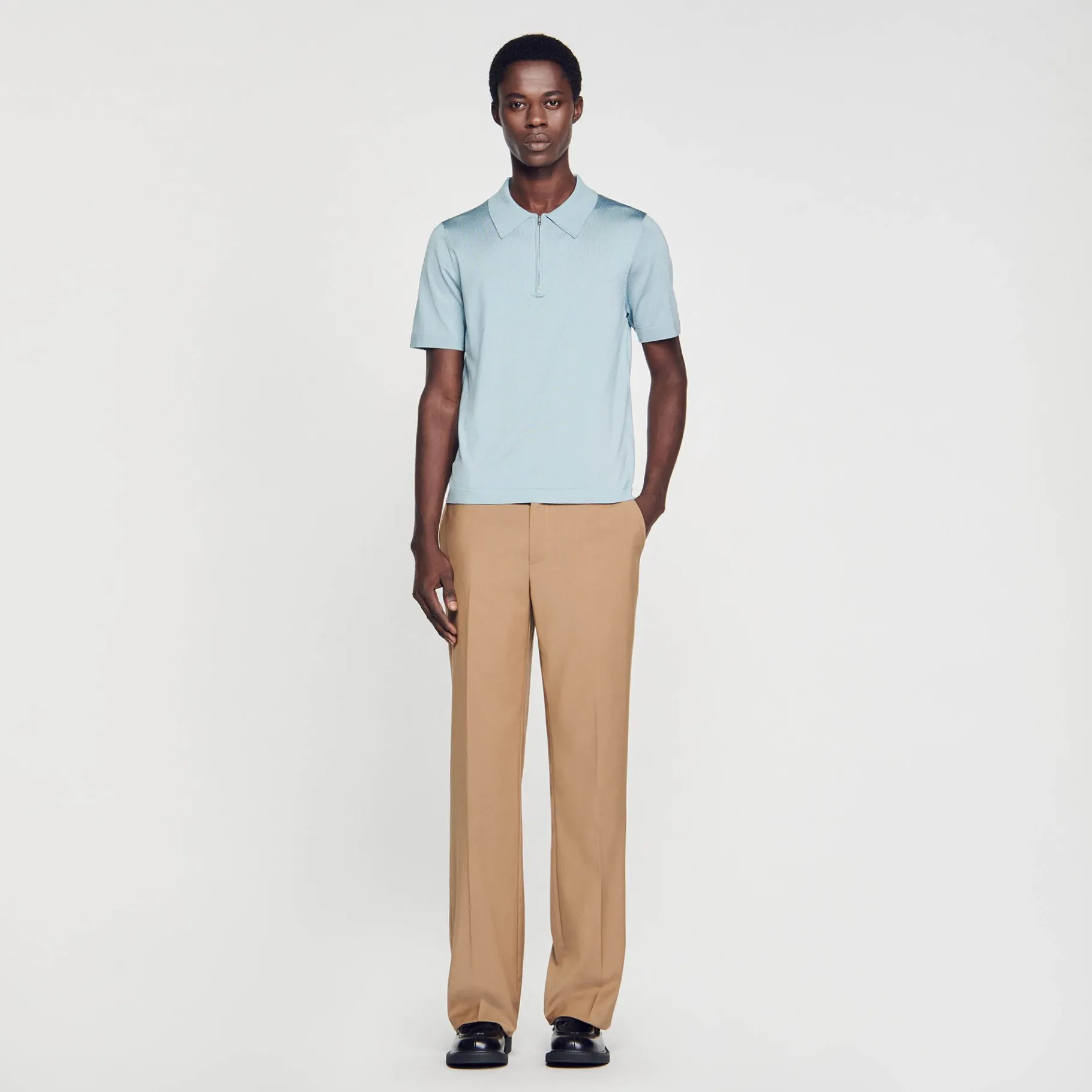 Sandro Paris Camisetas E Pólos-Camisa Polo De Malha Com Gola Com Ziper