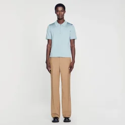 Sandro Paris Camisetas E Pólos-Camisa Polo De Malha Com Gola Com Ziper