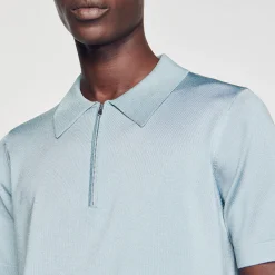 Sandro Paris Camisetas E Pólos-Camisa Polo De Malha Com Gola Com Ziper