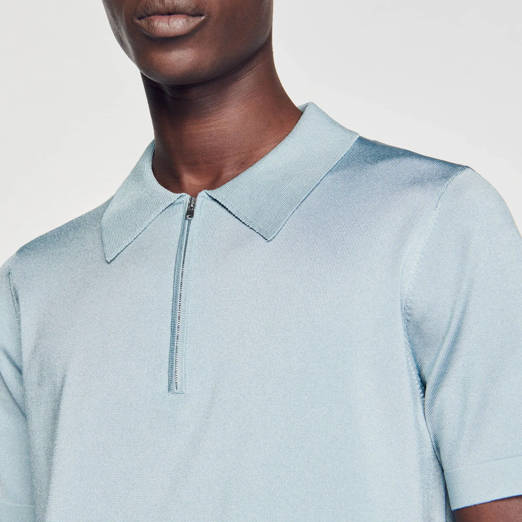 Sandro Paris Camisetas E Pólos-Camisa Polo De Malha Com Gola Com Ziper