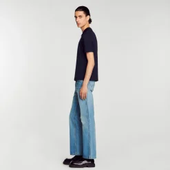 Sandro Paris Camisetas E Pólos-Camisa Polo De Malha Com Gola Com Ziper