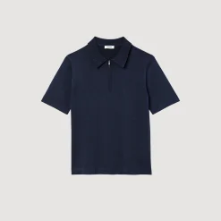 Sandro Paris Camisetas E Pólos-Camisa Polo De Malha Com Gola Com Ziper