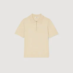 Sandro Paris Camisetas E Pólos-Camisa Polo De Malha Com Gola Com Ziper