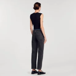 Sandro Paris Camisetas-Camiseta Curta Com Abertura Em Strass