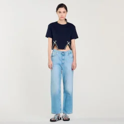 Sandro Paris Camisetas-Camiseta Curta Com Detalhe De Strass