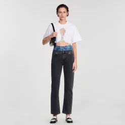 Sandro Paris Camisetas-Camiseta Curta Com Strass