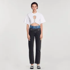 Sandro Paris Camisetas-Camiseta Curta Com Strass