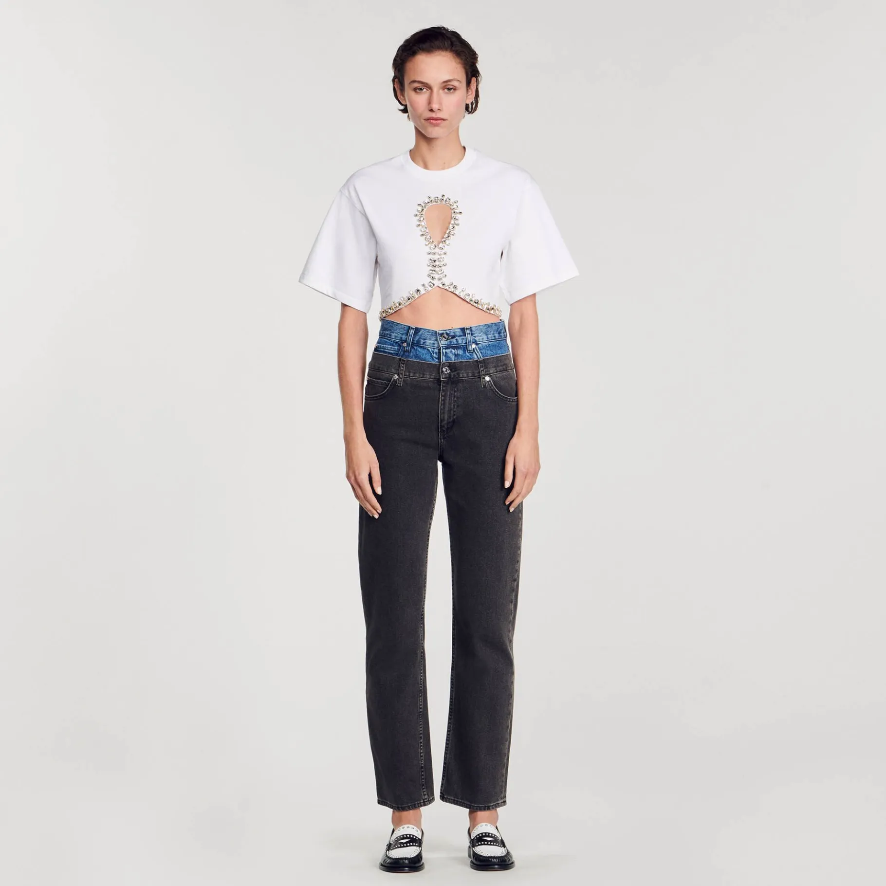 Sandro Paris Camisetas-Camiseta Curta Com Strass